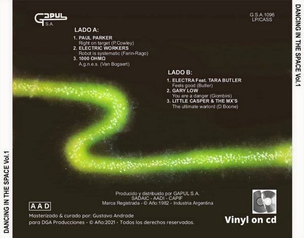 "Portada trasera del disco Dancing in the space vol.1 bolichero argentino"