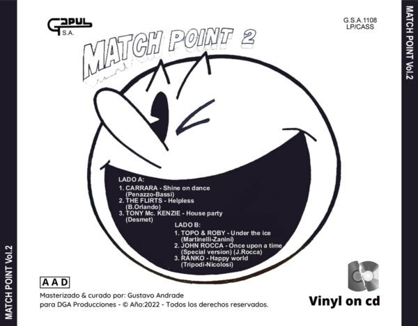 "Portada trasera del disco Match Point vol.2 bolichero argentino"