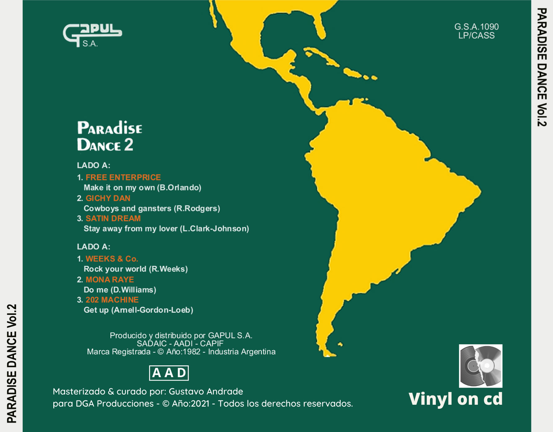 "Portada trasera del disco Paradise Dance vol.2 bolichero argentino"