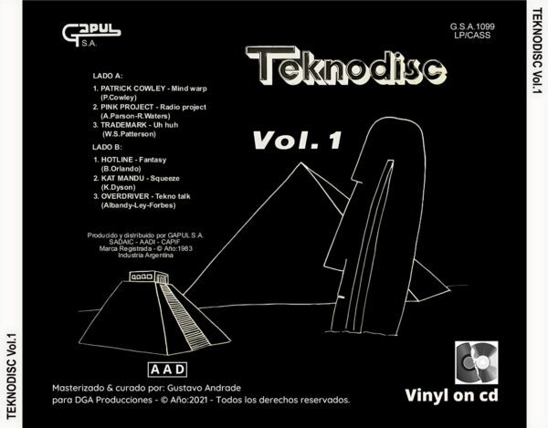 "Portada trasera del disco Teknodisc vol.1 bolichero argentino"