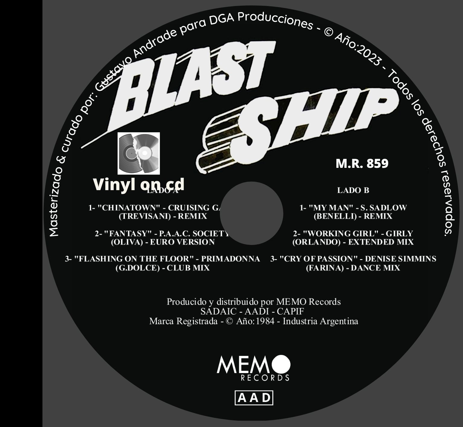 "Portada cd del disco Blast Ship bolichero argentino"