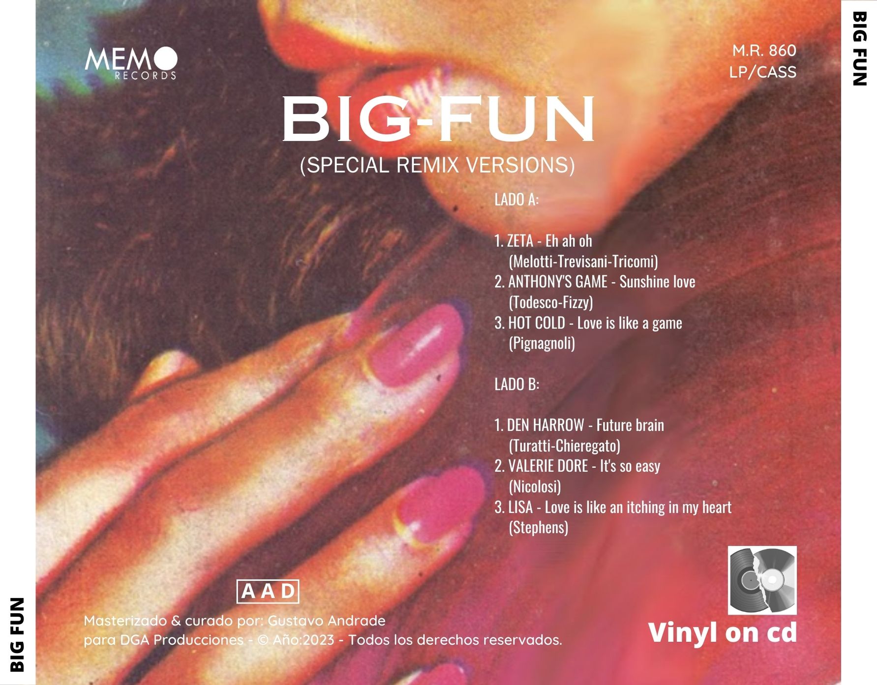 "Portada trasera del disco Big Fun bolichero argentino"