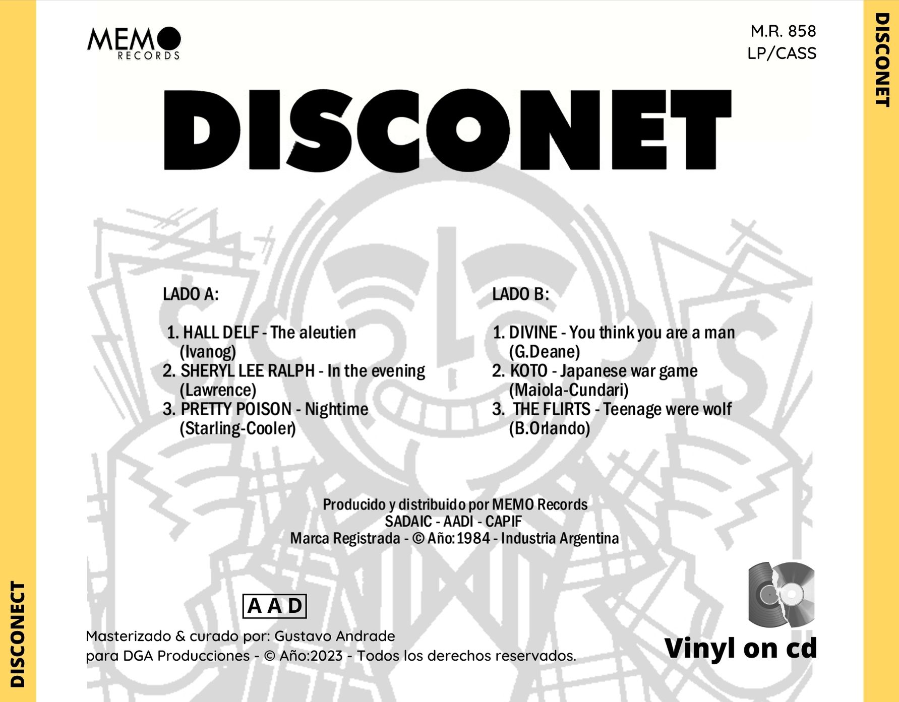 "Portada trasera del disco Disconet bolichero argentino"