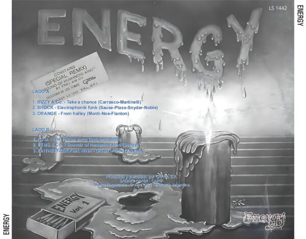 "Contraportada del álbum Energy de la discografía Gapul, clásico bolichero argentino"
