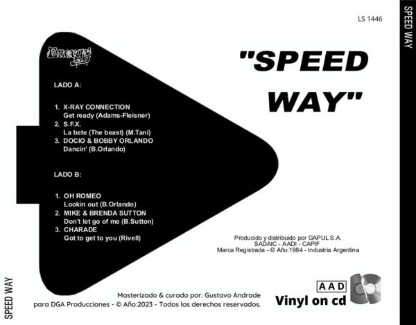 "Contraportada del álbum Speed way de la discografía Gapul, clásico bolichero argentino"