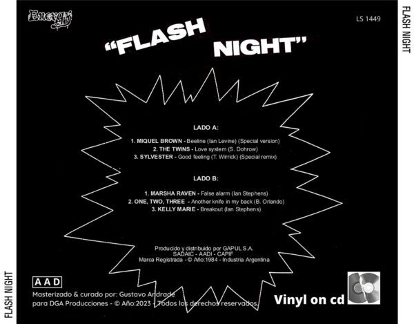 "Contraportada del álbum Flash Night de la discografía Gapul, clásico bolichero argentino"