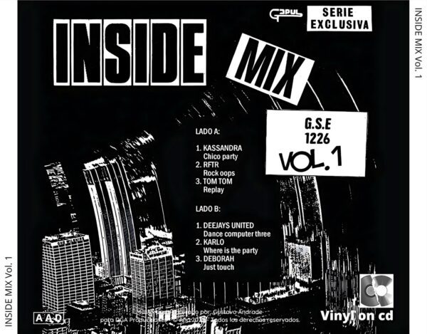 "Portada trasera del disco Inside Mix vol.1 bolichero argentino"