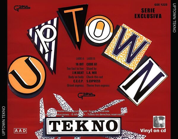 "Portada trasera del disco Uptown Tekno bolichero argentino"