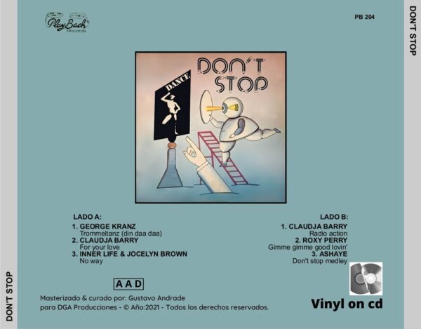 "Portada trasera del disco Dont Stop bolichero argentino"
